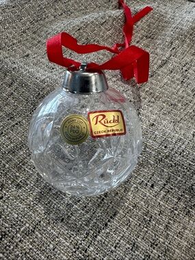 Vintage Lead Crystal Ball Ornament Hand Cut 24% Czech Republic